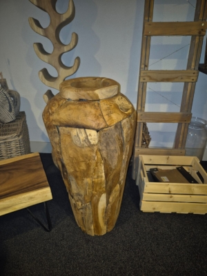Teak houten vaas