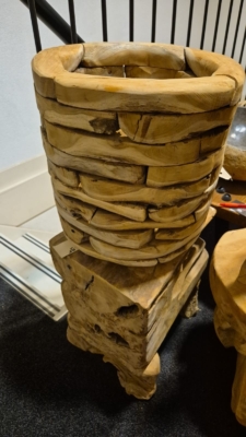 Teak houten bloempot 40 cm hoog