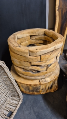 Teak houten bloempot 30 cm hoog